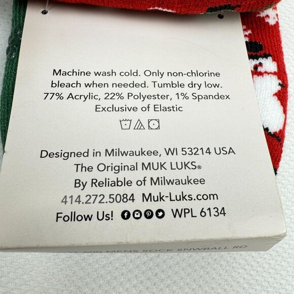 Muk Luks Mens Thermal Crew Socks Snowball Fight Brushed Lining Non-Slip Se 9-12 - Picture 6 of 6